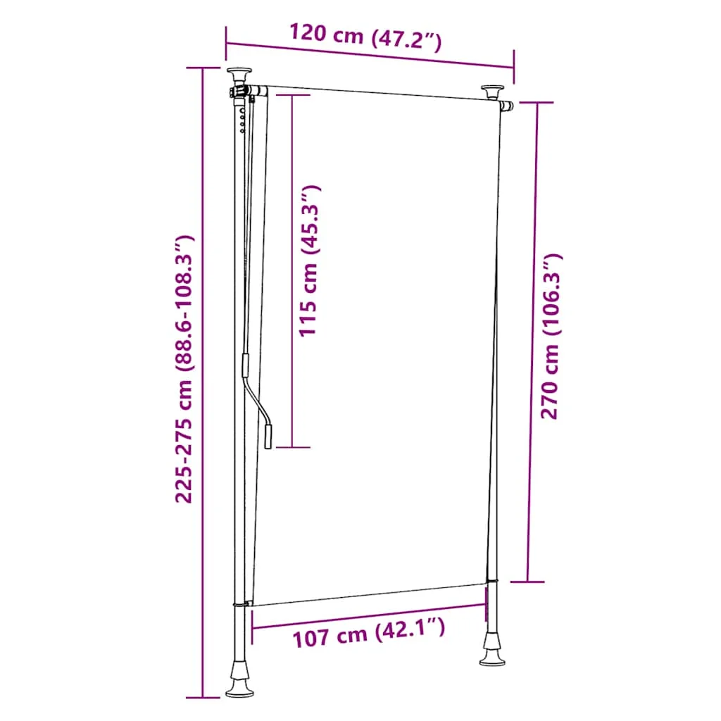 Krémszínű kültéri roló 120 x 270 cm