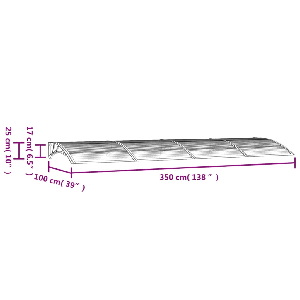 Fekete polikarbonát ajtóelőtető 350 x 100 cm