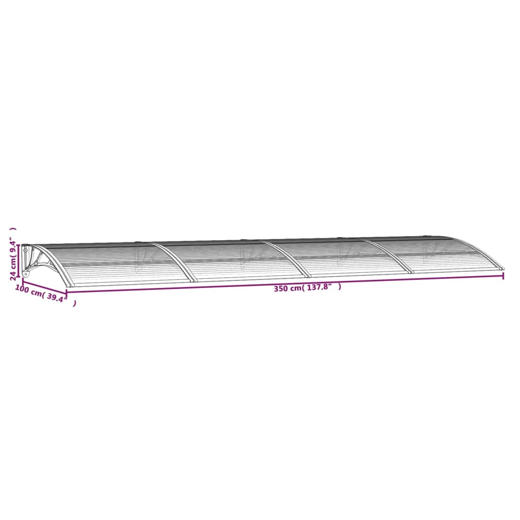 Fekete polikarbonát ajtóelőtető 350 x 100 cm