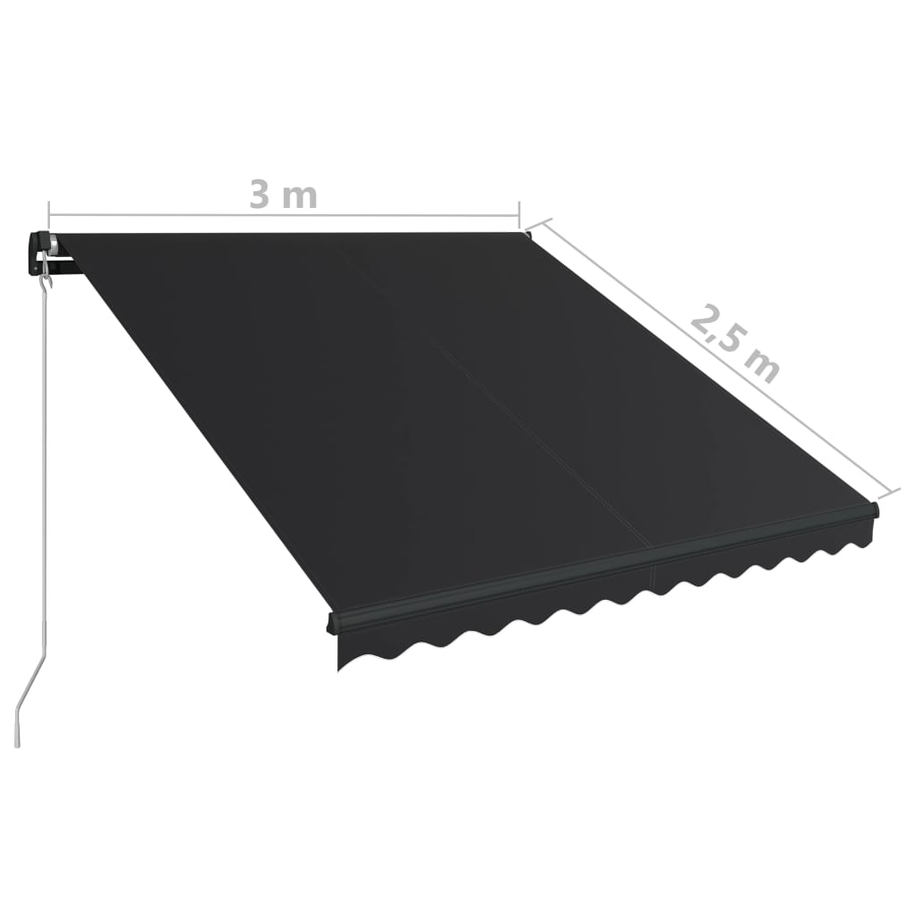 Antracitszürke kézzel kihúzható LED-es napellenző 300 x 250 cm