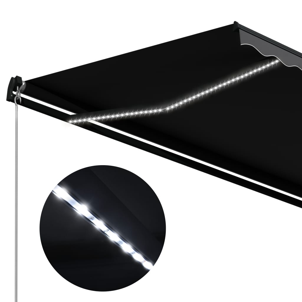 Antracitszürke kézzel kihúzható LED-es napellenző 300 x 250 cm