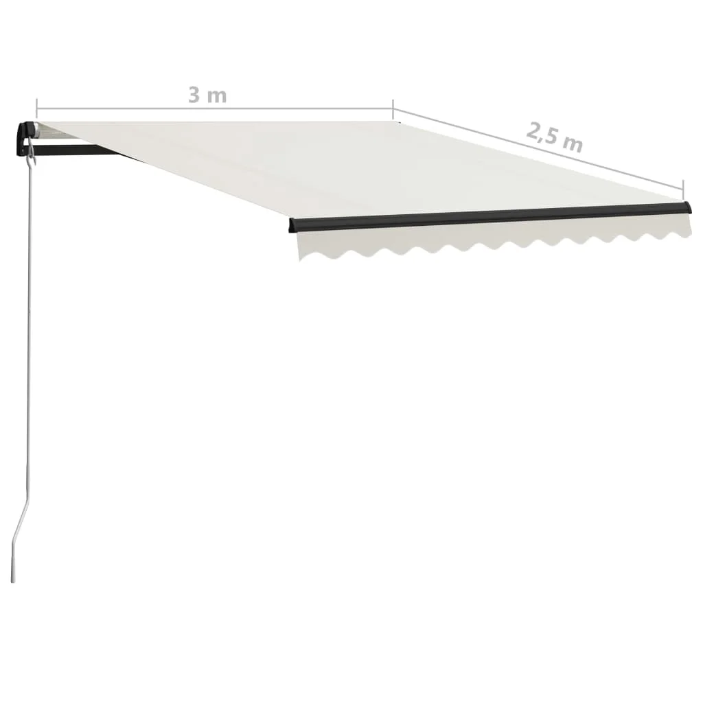 Krémszínű kézzel kihúzható napellenző 300 x 250 cm 