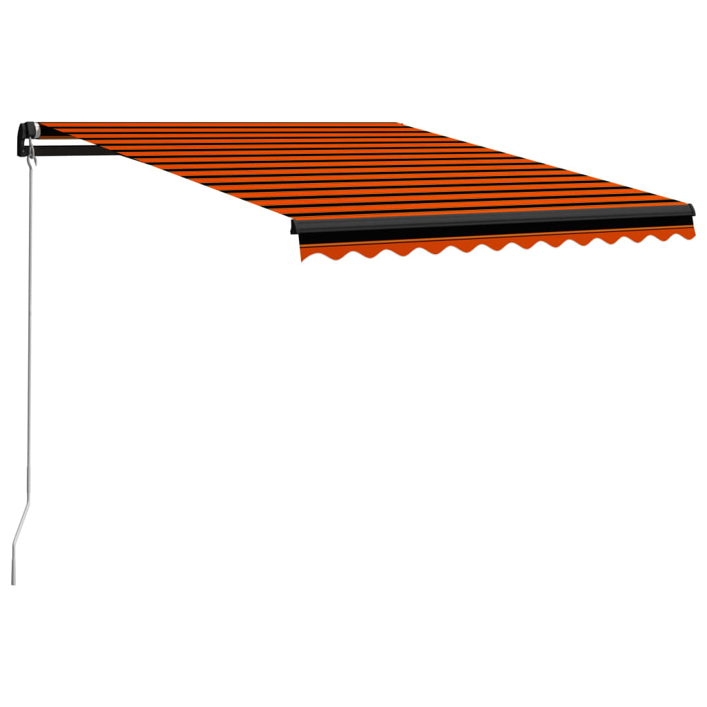 Narancs és barna kézzel kihúzható LED-es napellenző 300x250 cm
