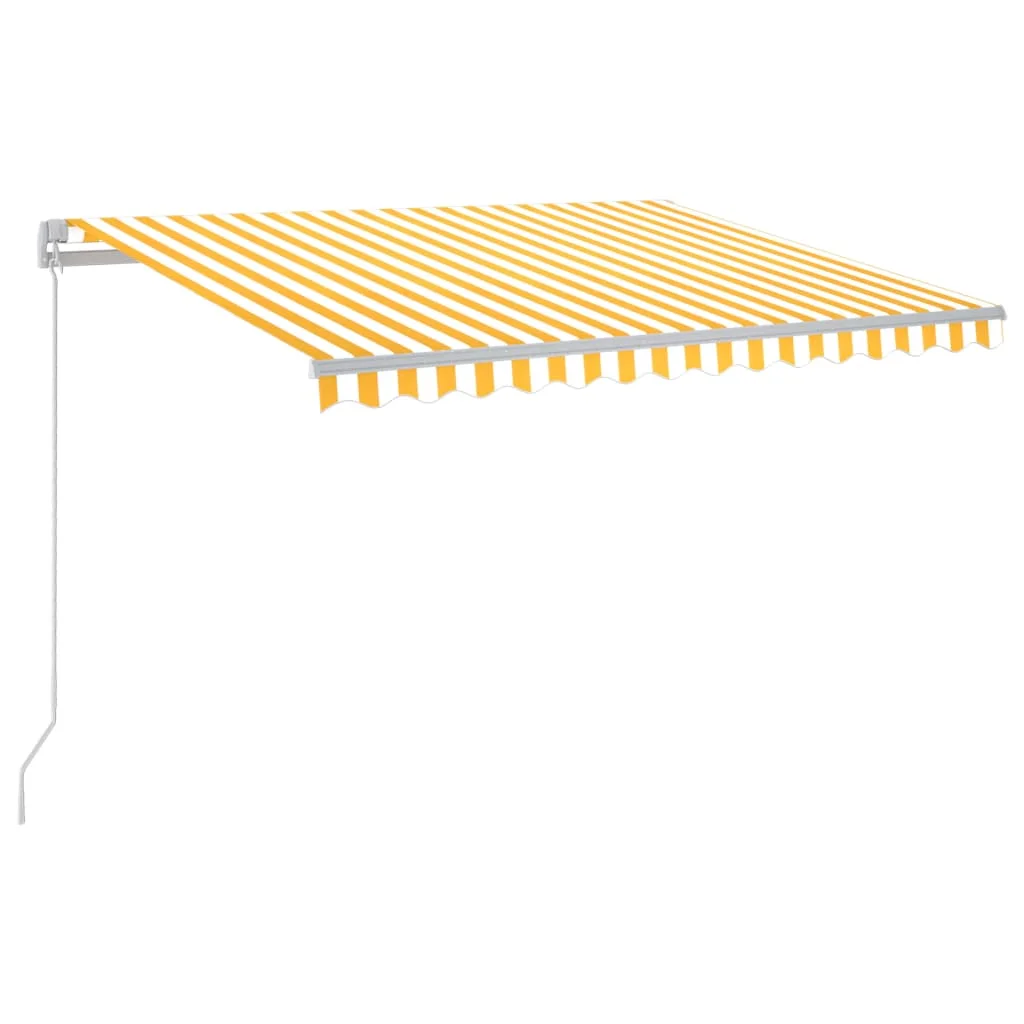 Sárga és fehér kézzel kihúzható LED-es napellenző 300 x 250 cm