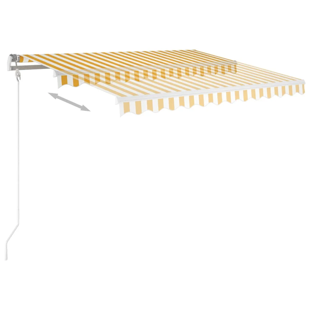 Sárga-fehér szélérzékelős és LED-es napellenző 300x250 cm