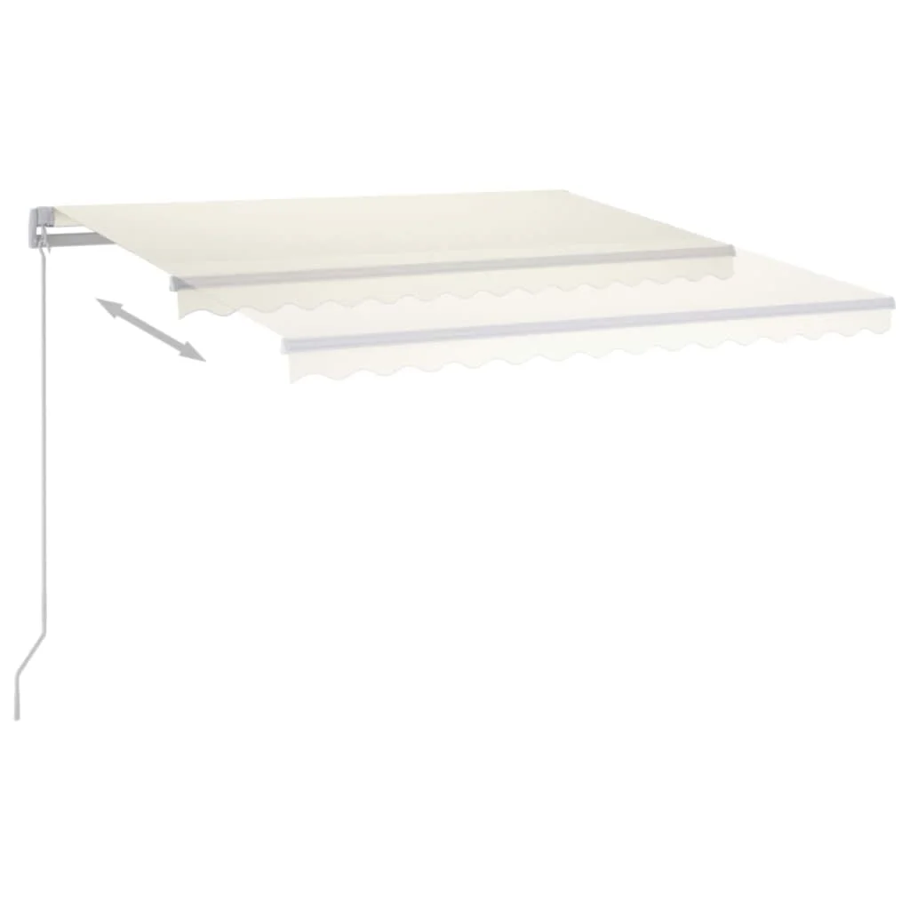 Krémszínű kézzel kihúzható LED-es napellenző 350 x 250 cm