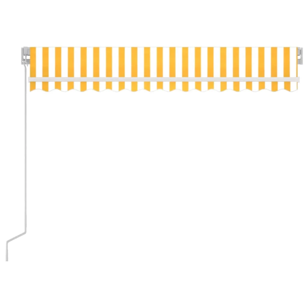 Sárga és fehér kézzel kihúzható LED-es napellenző 350 x 250 cm
