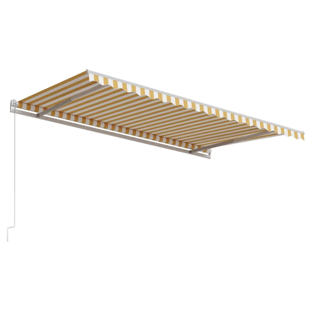 Sárga és fehér automata napellenző 450 x 300 cm