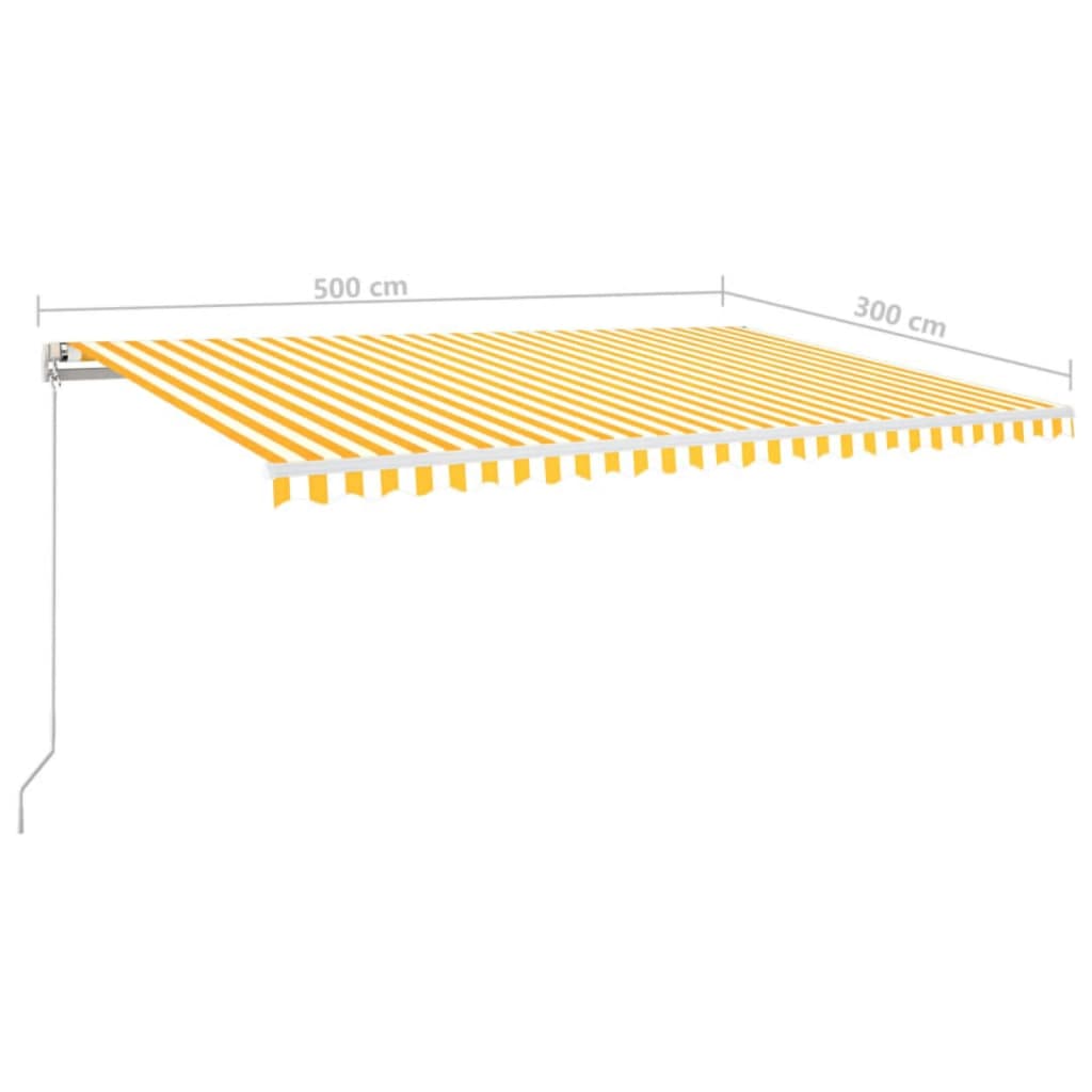 Sárga és fehér kézzel kihúzható napellenző 500 x 300 cm