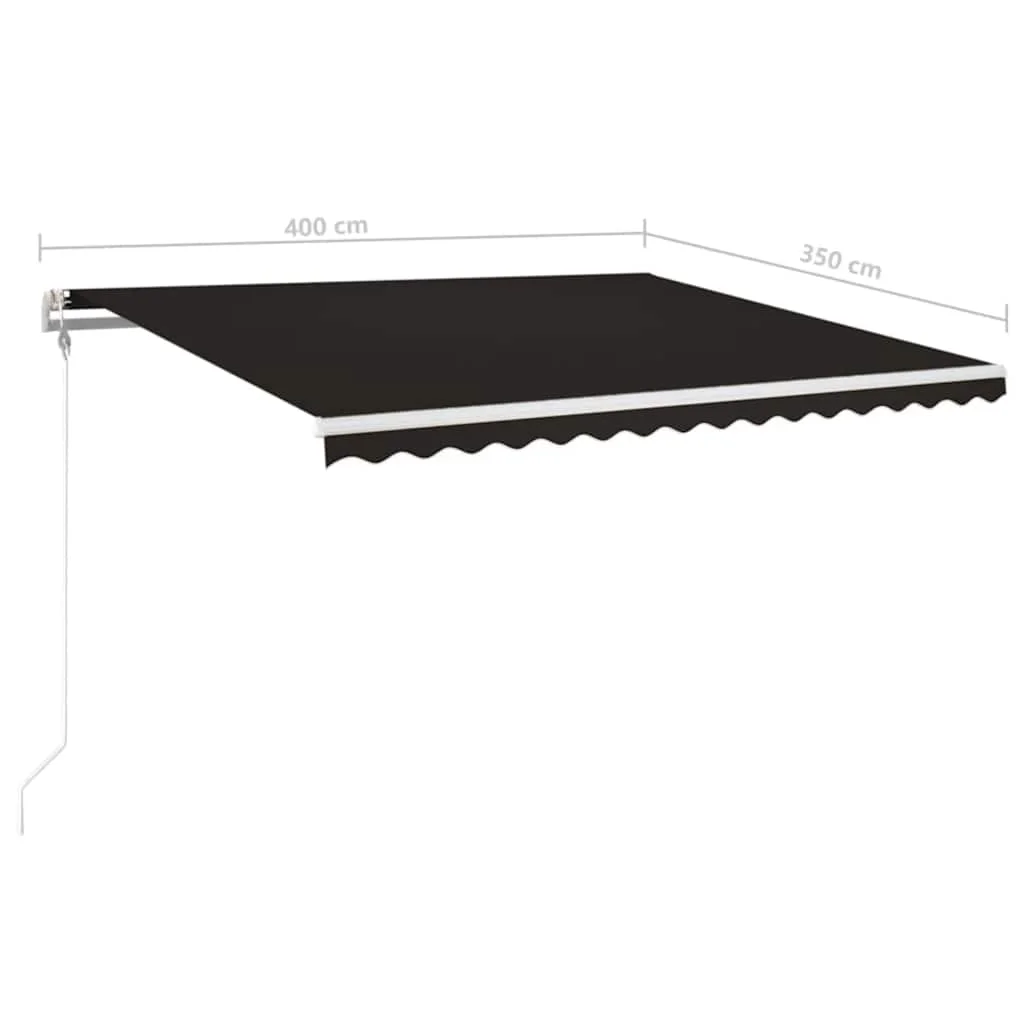 Antracitszürke szélérzékelős és LED-es napellenző 400x350 cm