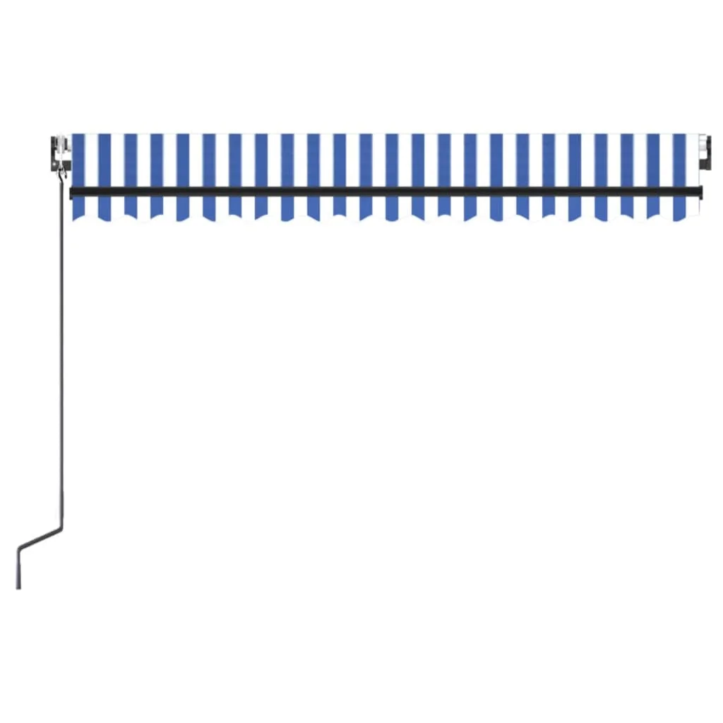Kék/fehér automata szélérzékelős és LED-es napellenző 400x300cm