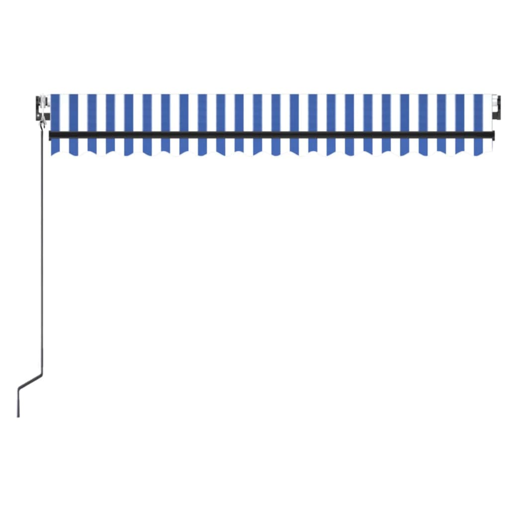 Kék/fehér automata szélérzékelős és LED-es napellenző 400x350cm