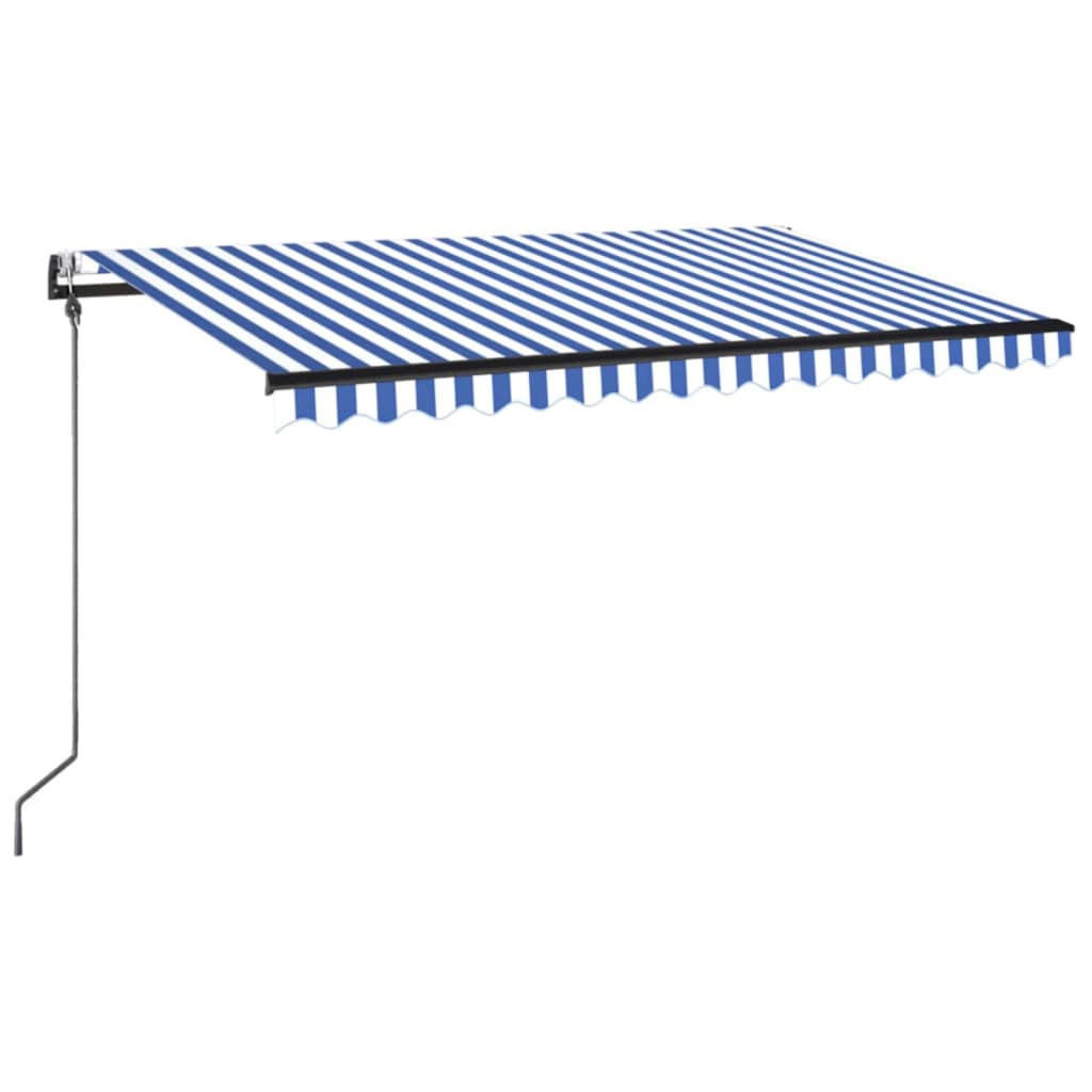 Kék-fehér automata szélérzékelős és LED-es napellenző 450x350cm