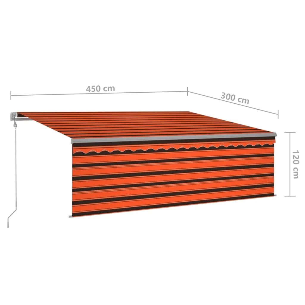 Narancs-barna redőnyös, LED-es, szélérzékelős napellenző 4,5x3m