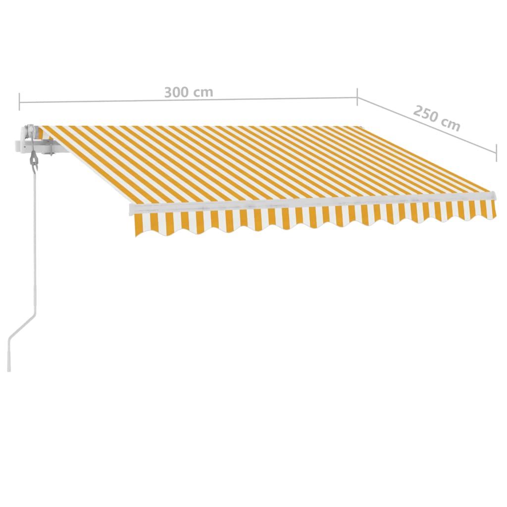 Sárga-fehér szélérzékelős és LED-es napellenző 300x250 cm