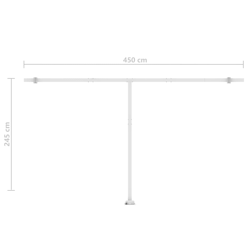 Kék és fehér automata póznás napellenző 500x300 cm