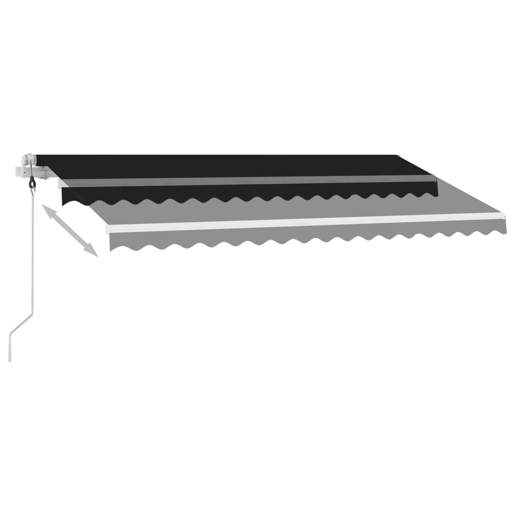 Antracitszürke szélérzékelős és LED-es napellenző 400x350 cm