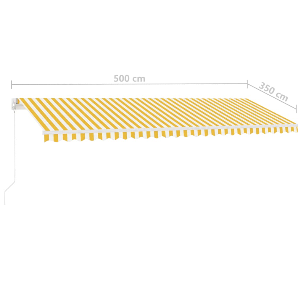 Sárga-fehér kézzel kihúzható póznás napellenző 500 x 350 cm