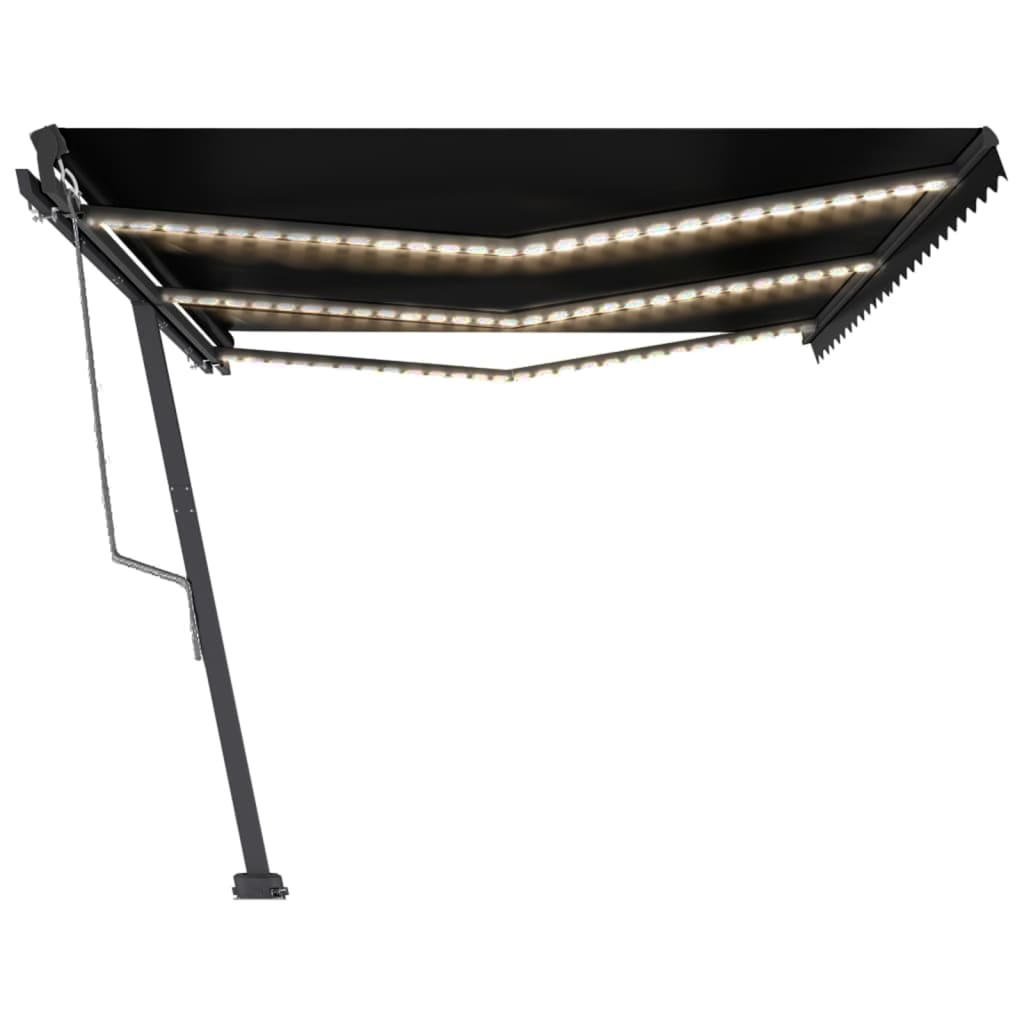 Antracitszürke szélérzékelős és LED-es napellenző 600x300 cm