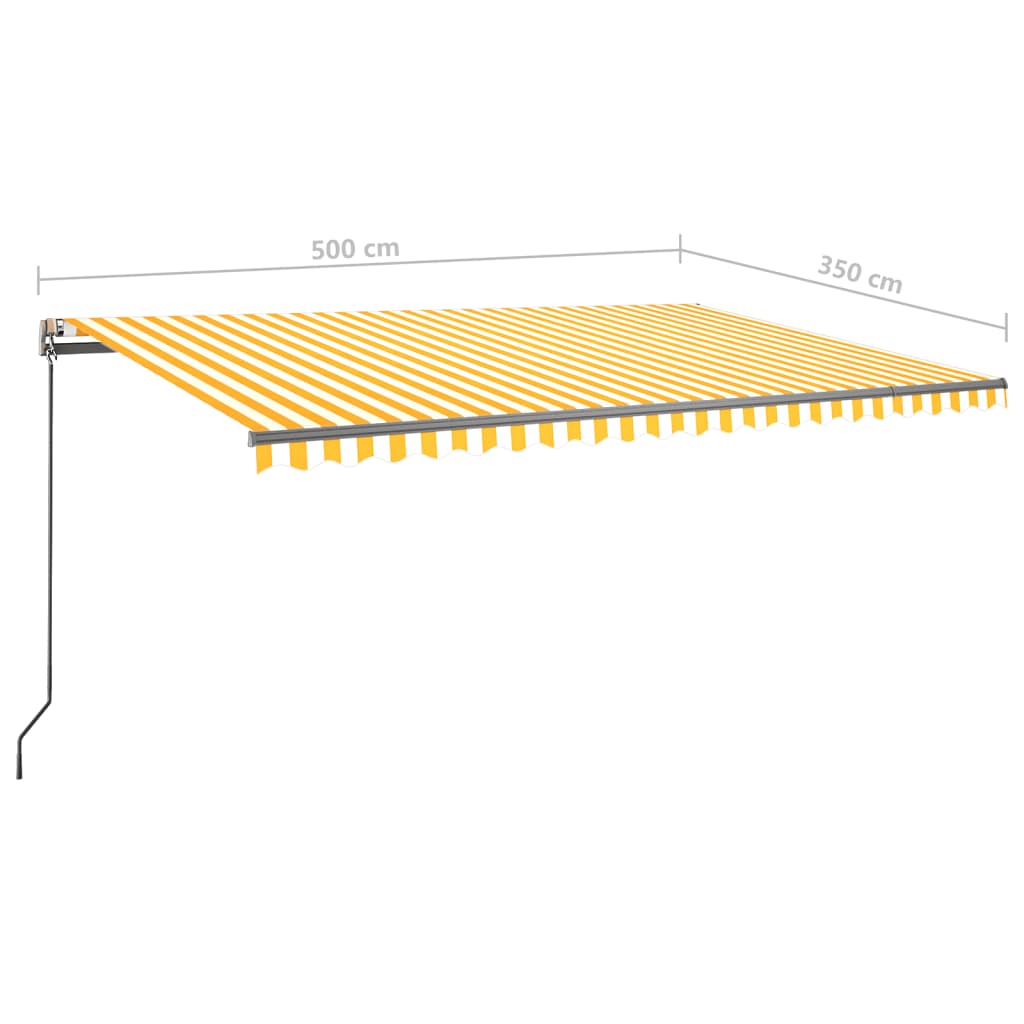 Sárga és fehér kézzel kihúzható LED-es napellenző 500x350 cm