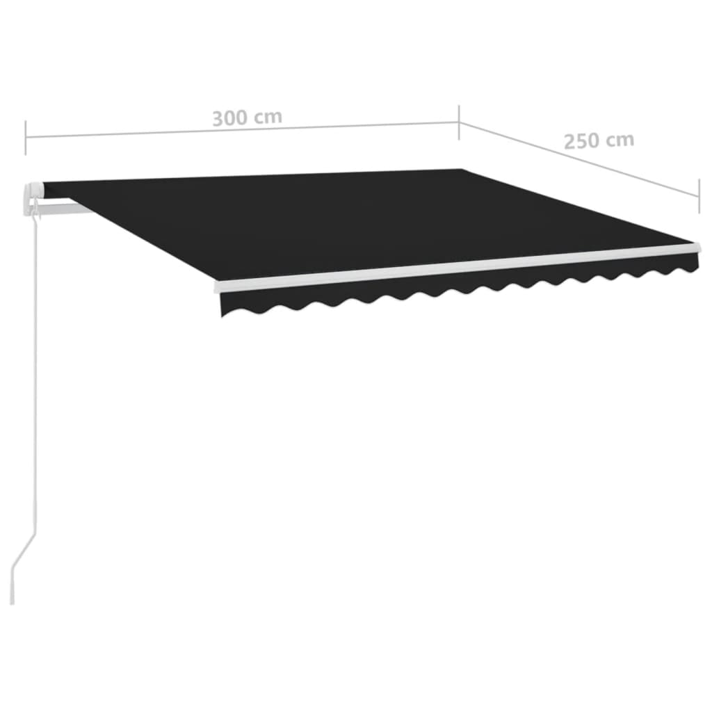 Antracitszürke szélérzékelős és LED-es napellenző 3x2,5 m