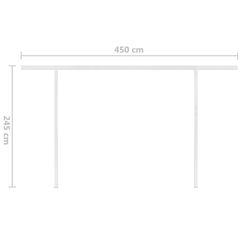 Kék és fehér automata napellenző póznákkal 4,5 x 3,5 m