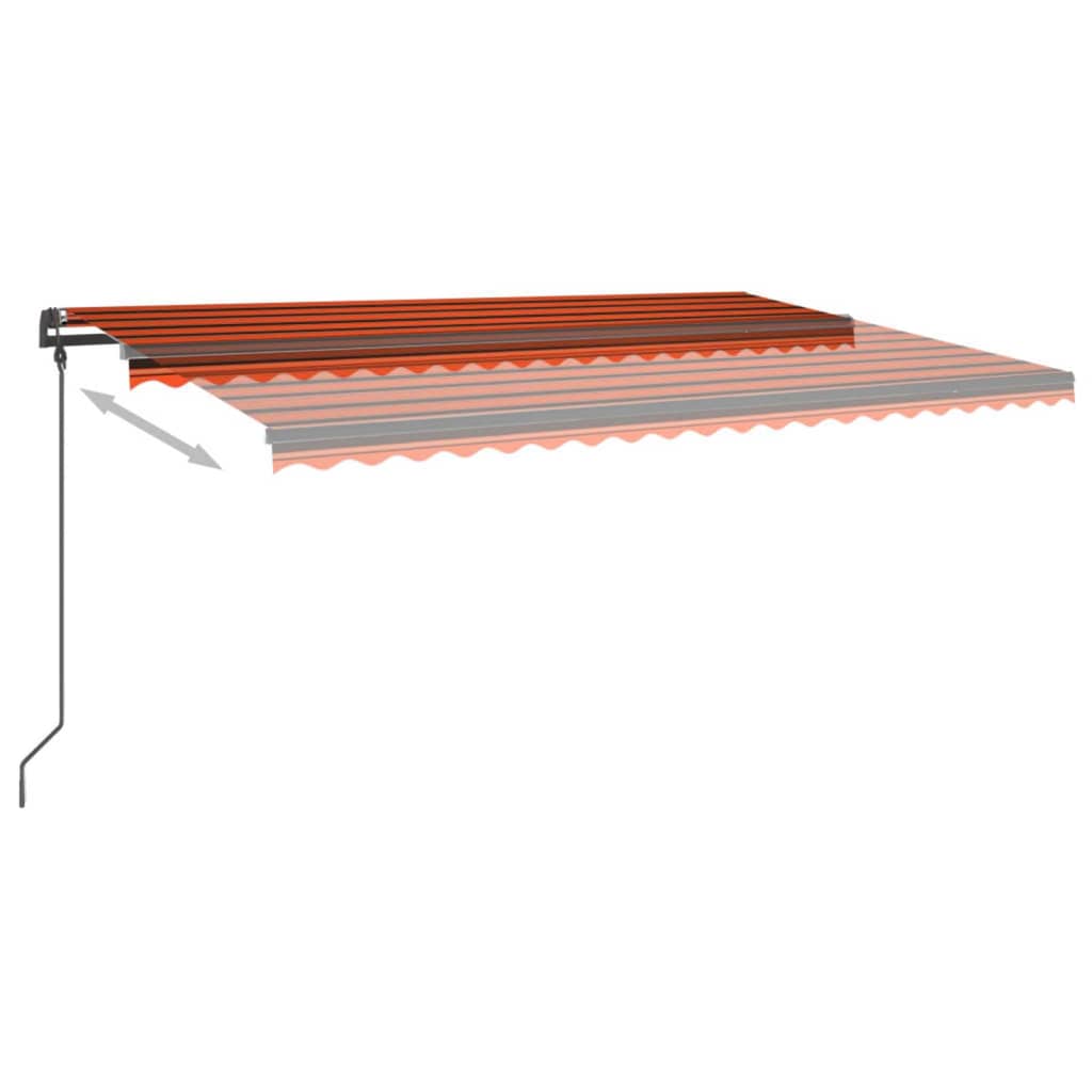 Narancssárga-barna szélérzékelős és LED-es napellenző 5 x 3 m