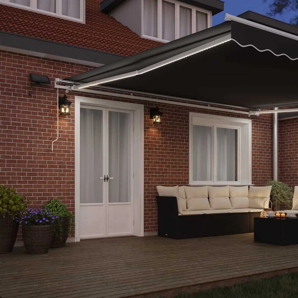 Napernyő keret LED -es lámpákkal Fehér 450 × 350 cm Alumínium