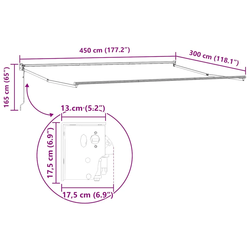 Narancssárga-barna automata behúzható napellenző 4,5 x 3 m