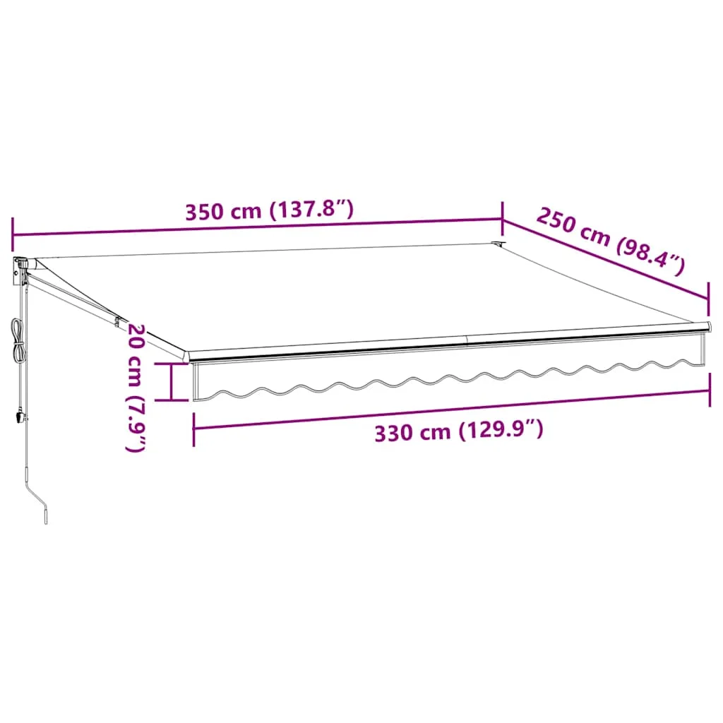 Burgundi vörös automata behúzható napellenző 350 x 250 cm