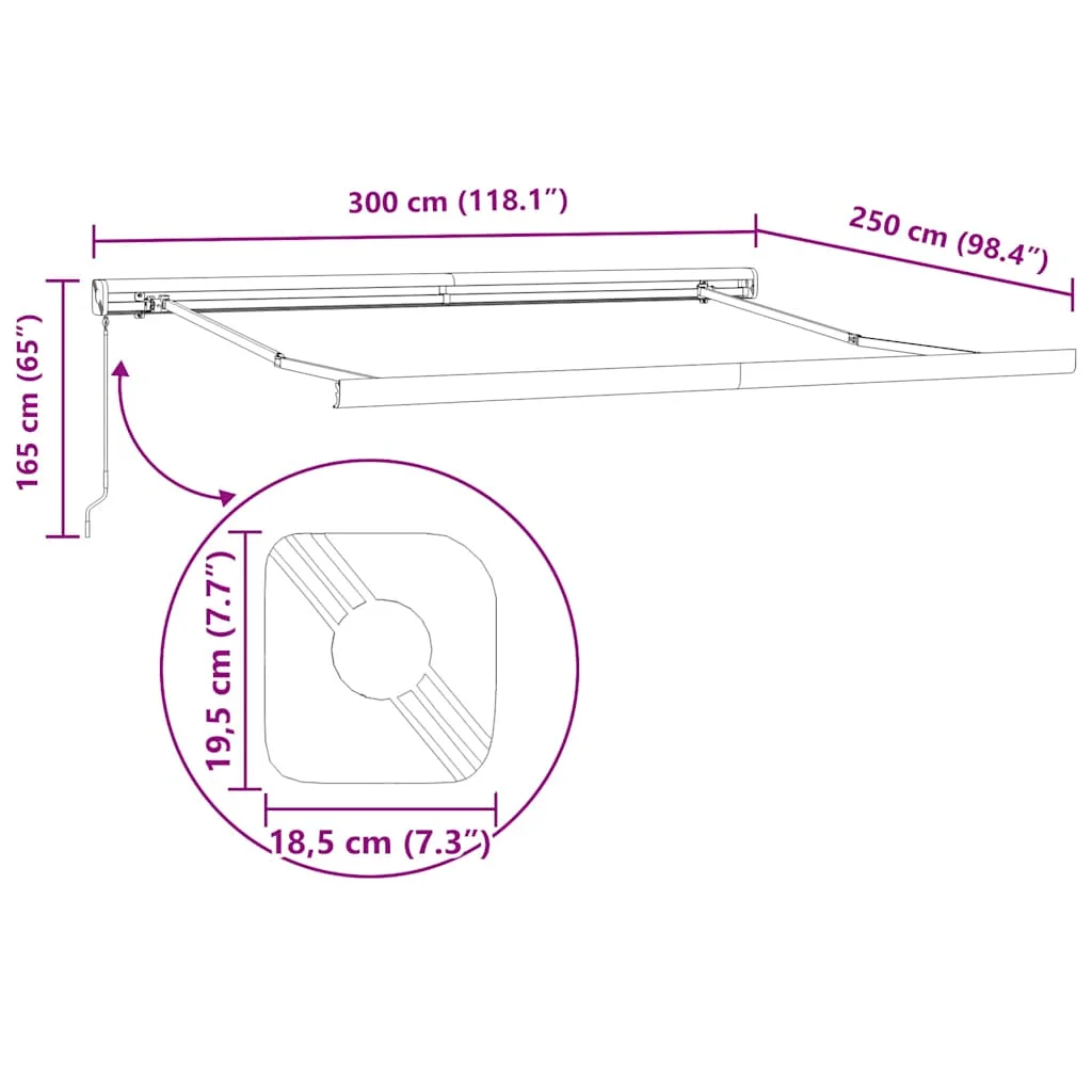 Burgundi vörös kézzel kihúzható napellenző 300 x 250 cm