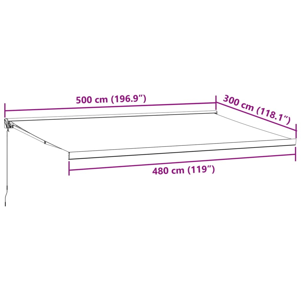 Burgundi vörös kézzel kihúzható napellenző 500 x 300 cm