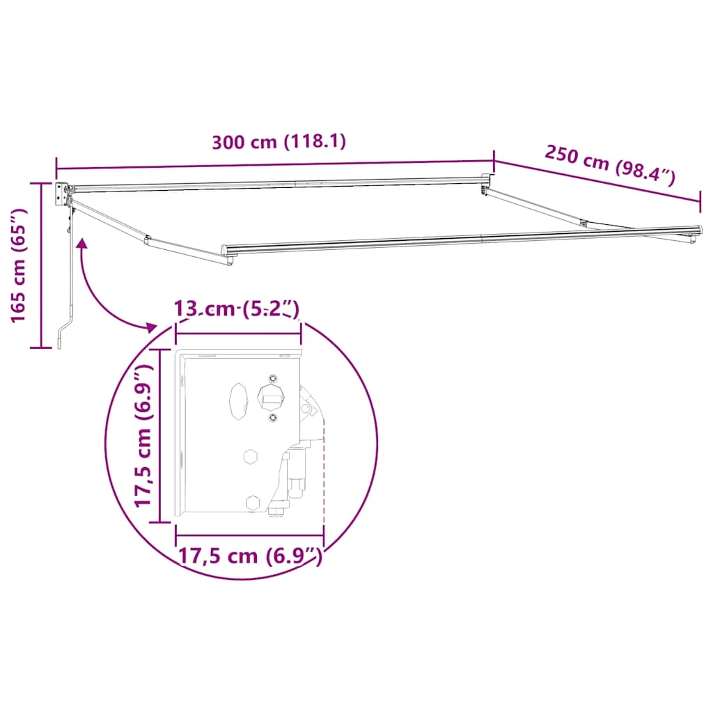 Barna automata kihúzható napellenző 300x250 cm