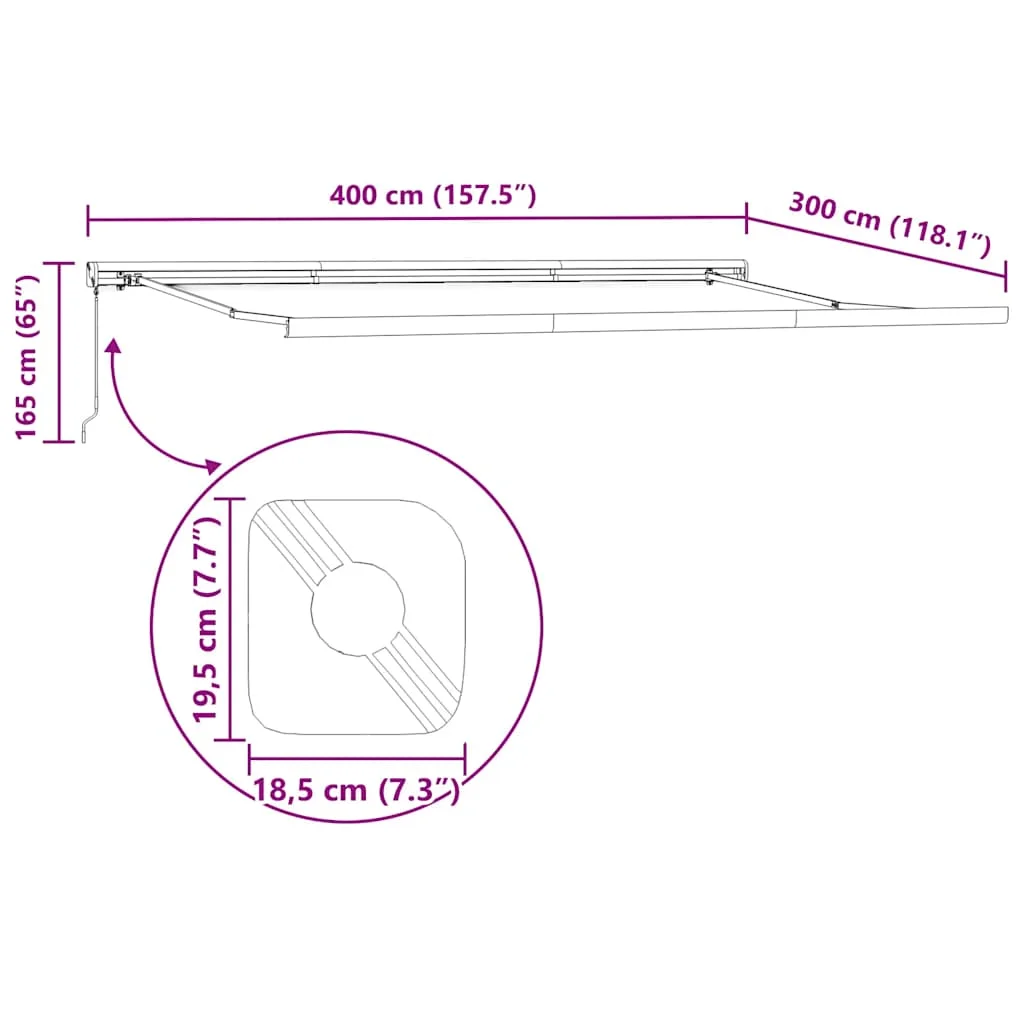 Barna kézzel kihúzható napellenző 400 x 300 cm