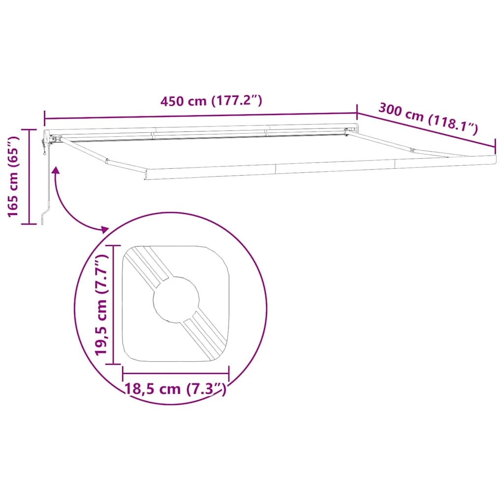 Barna automata kihúzható napellenző 450 x 300 cm