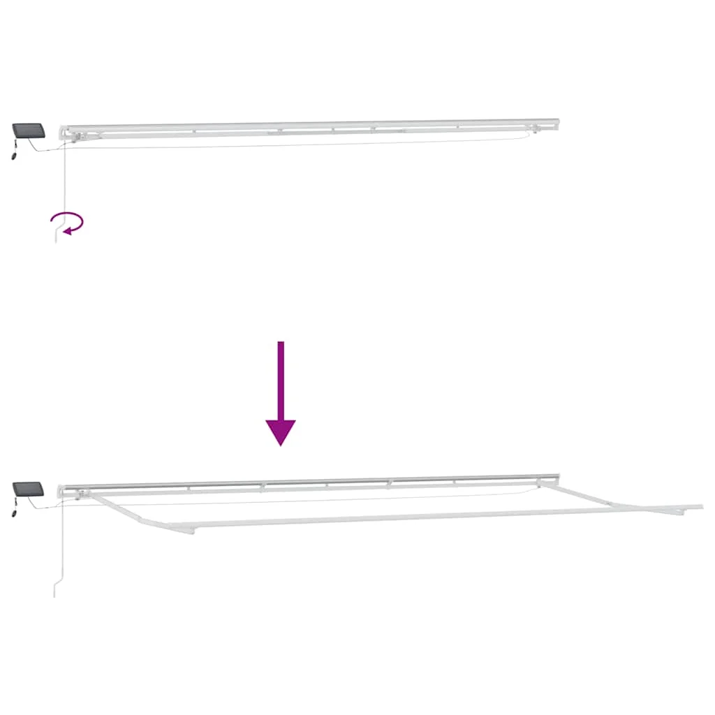 Antracitszürke-fehér LED-es kézi napellenző 600 x 300 cm