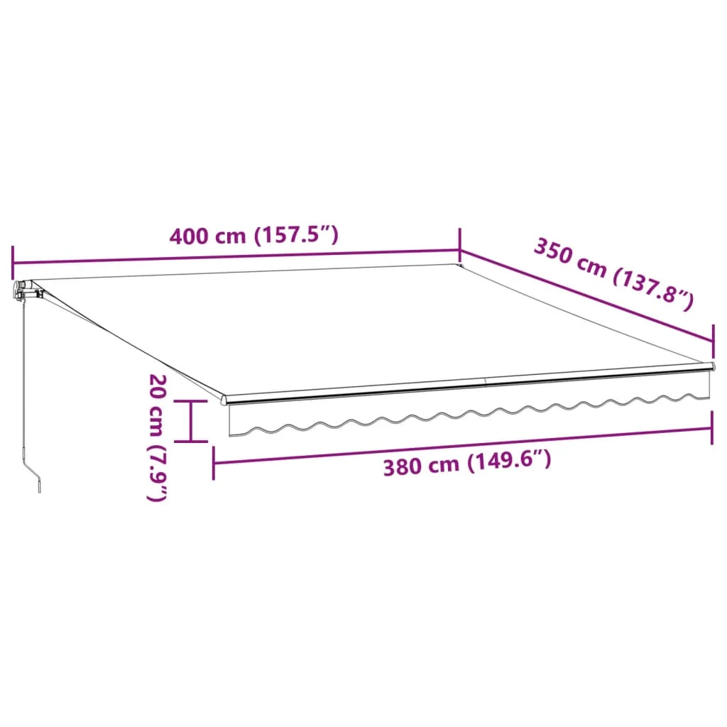 Antracitszürke-fehér LED-es kézi napellenző 400 x 350 cm