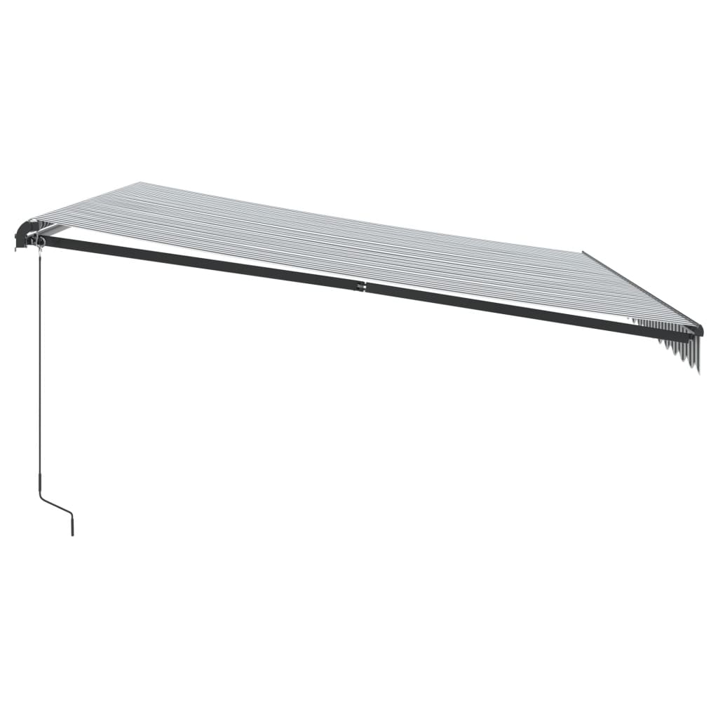 Antracitszürke-fehér LED-es kézi napellenző 450 x 300 cm