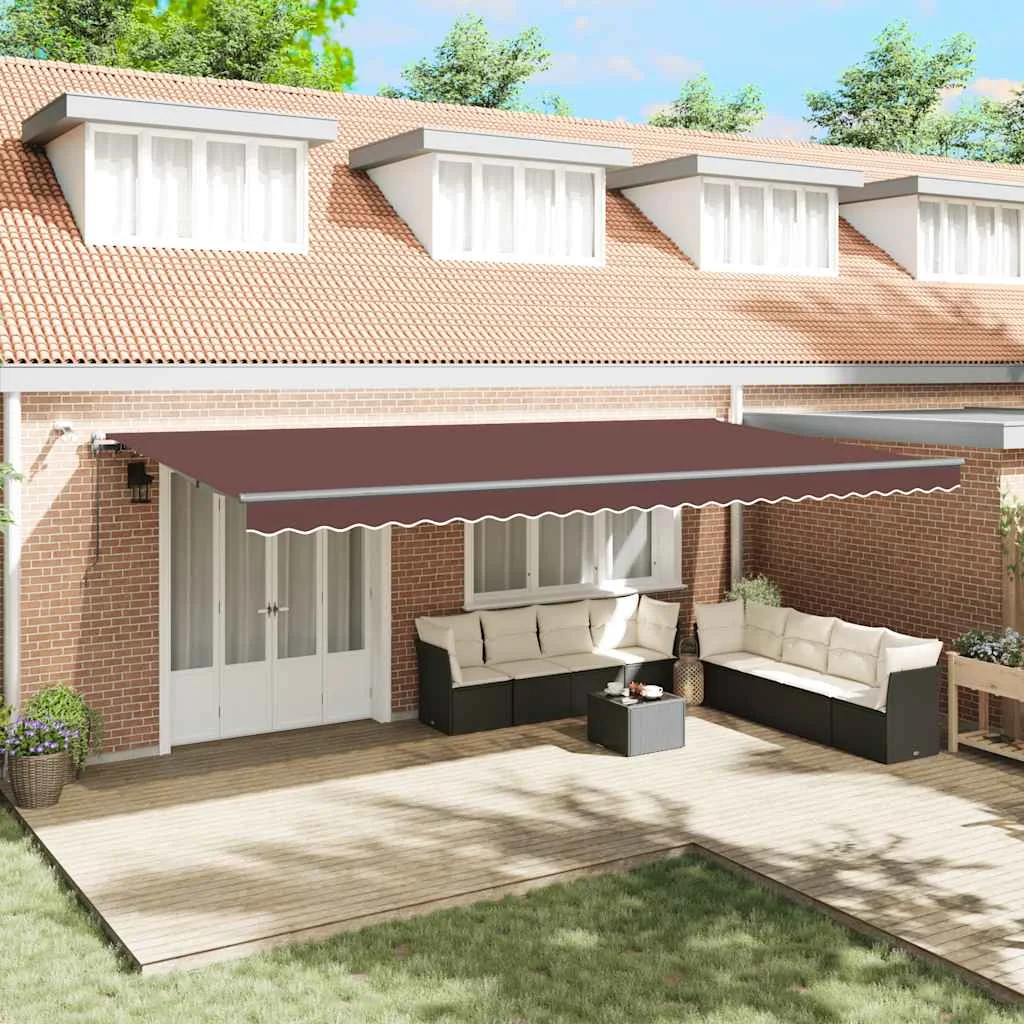 Barna automata kihúzható LED-es napellenző 600 x 300 cm