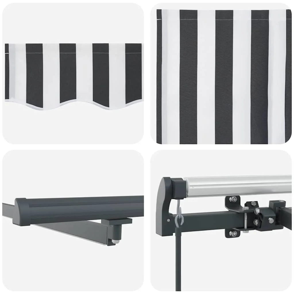 Antracitszürke-fehér LED-es kézi napellenző 600 x 300 cm