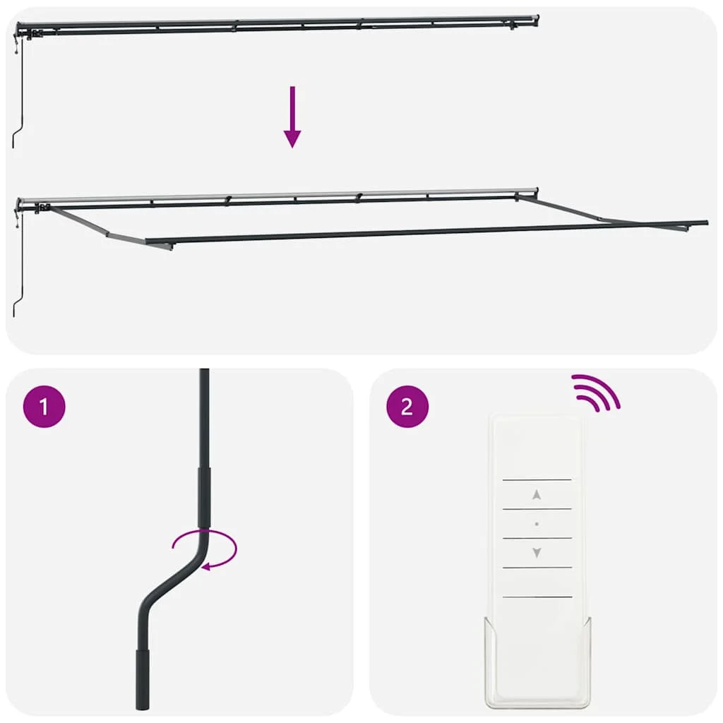 Antracitszürke-fehér automata kihúzható napellenző 600 x 300 cm