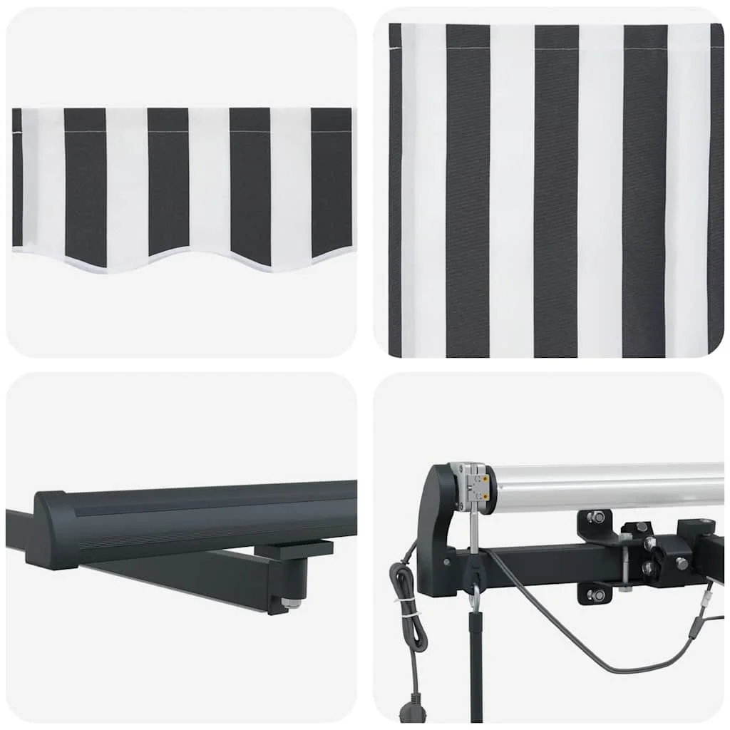 Antracitszürke-fehér automata kihúzható napellenző 600x300 cm