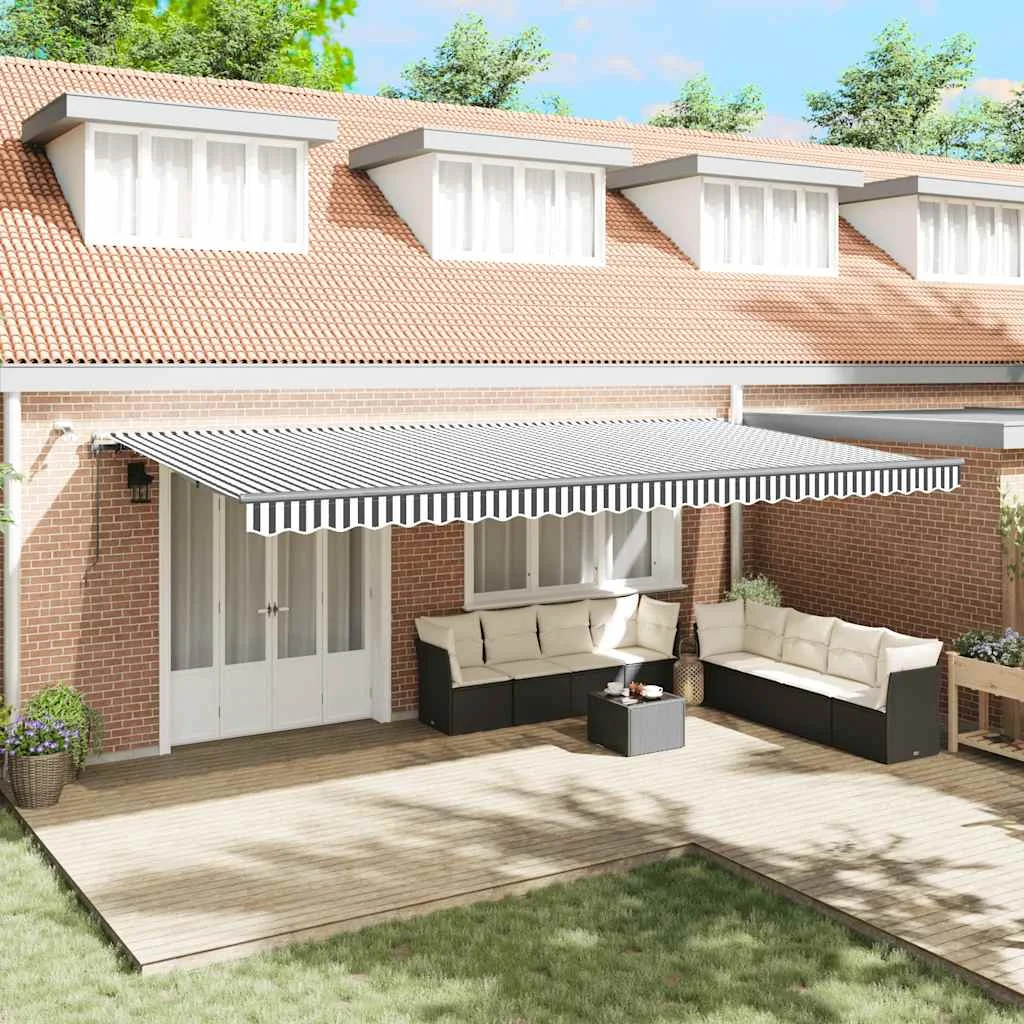 Antracitszürke-fehér automata kihúzható napellenző 600x300 cm