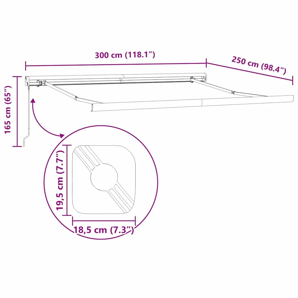 Behúzható napellenző Sokszínű 300 x 250 cm Szövet, Fém