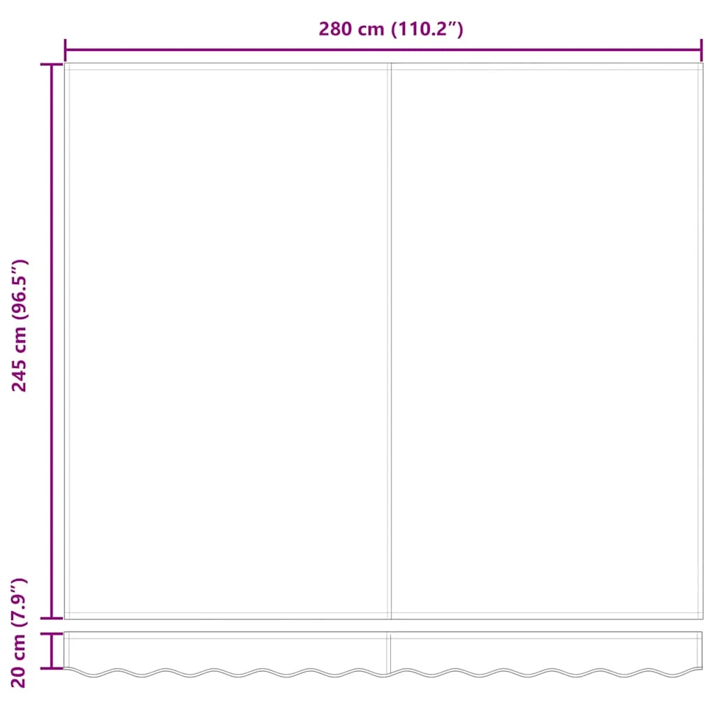Behúzható napellenző Sokszínű 300 x 250 cm Szövet, Fém