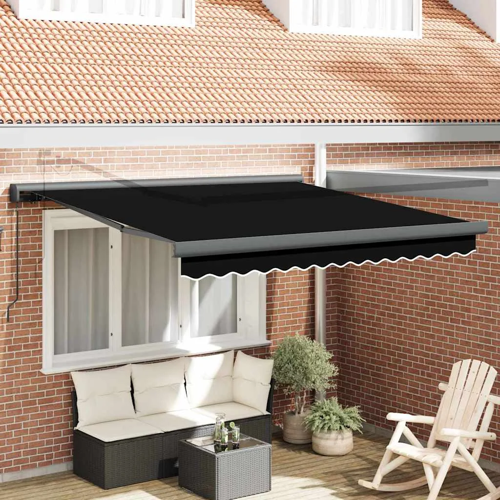 Behúzható napellenző Fekete 300 x 250 cm Szövet, Fém