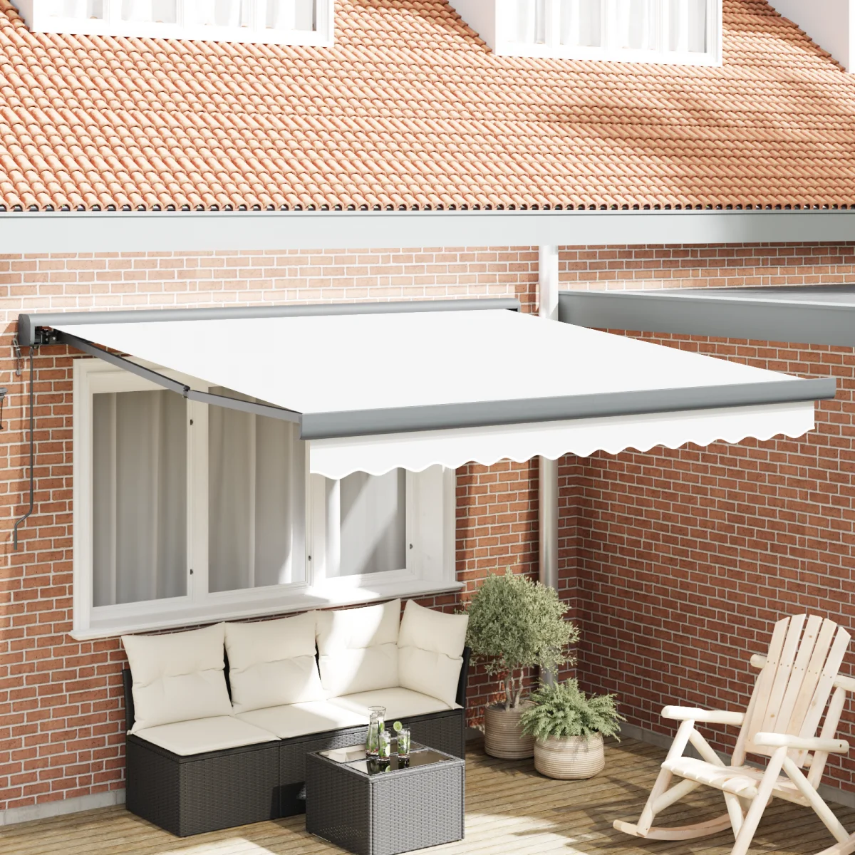 Automatikus Behúzható Napellenző Fehér 300x250 cm