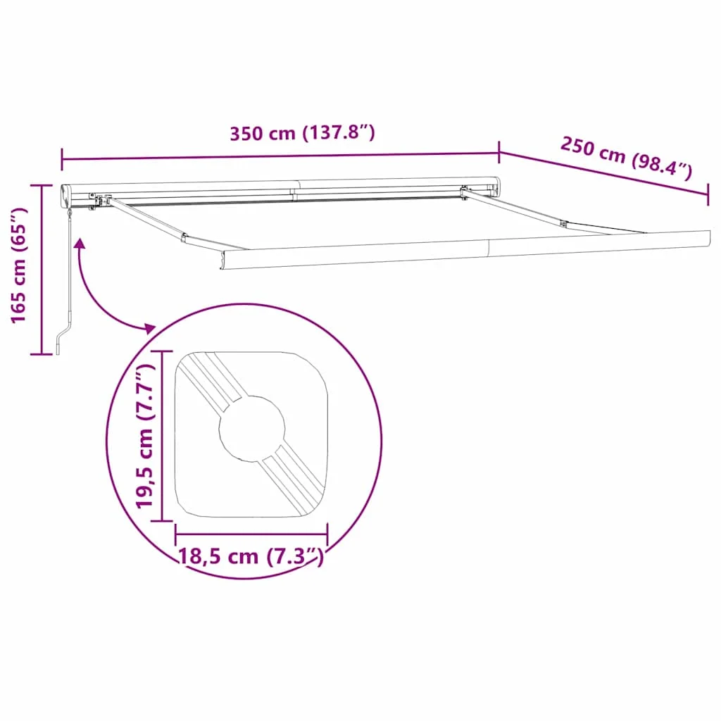 Behúzható napellenző Narancs és Barna 350 x 250 cm