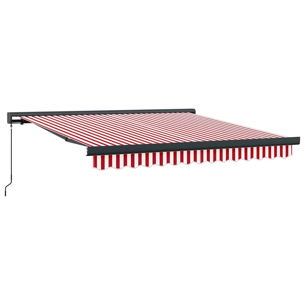 Behúzható napellenző Piros és Fehér 350 x 250 cm Szövet és Fém
