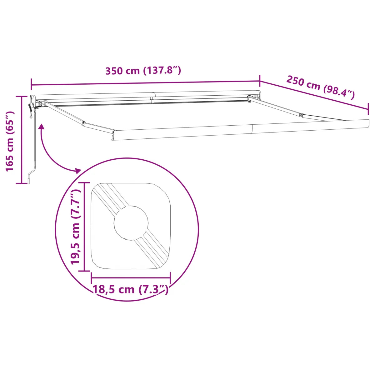 Automatikus Behúzható Napernyő Több Színben 350x250 cm
